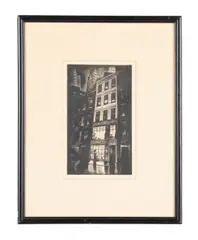 Greeting from the House of Weyhe by Howard Cook, 1929, woodcut on paper, sold Apr 2023
