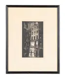 Greeting from the House of Weyhe by Howard Cook, 1929, woodcut on paper, sold Apr 2023