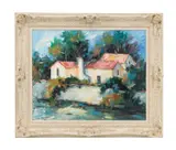 Cottage Scene by Yvette Sturgis, oil on canvas, sold Apr 2023