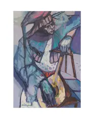 Musical Harlequin by Bonnie Whittingham, 1963, oil on canvas, sold Apr 2023