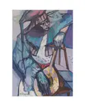 Musical Harlequin by Bonnie Whittingham, 1963, oil on canvas, sold Apr 2023