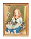 Portrait Of The Artist's Daughter by Lilla Cabot Perry, circa 1895, pastel, sold Apr 2023