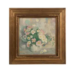 Floral Still Life" early 20th century by Carl Lawless, oil on canvas, sold Apr 2023