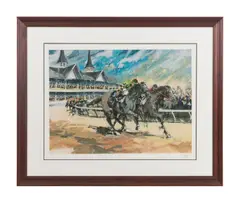 Race to the Finish by Wayland Moore, serigraph on paper, sold Apr 2023