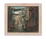 Market" or "Shuk by Zvi Raphaeli, oil on canvas, sold Apr 2023
