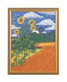 Sunflowers by the Road by Jon Whiddon, oil on board, sold Apr 2023