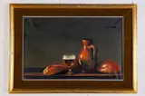 still life with jug by Michael Huggins, oil on canvas, sold Apr 2025