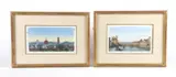 (2) Cityscape paintings by Frederick Brosen, watercolor on paper, sold Apr 2025