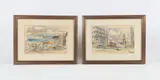 (2) San Francisco watercolors by John Checkley, ink and watercolor on paper, sold Apr 2025