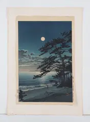 Untitled by Kawase Hasui, Woodblock Print "Spring Moon at Ninomiya Beach",unframed, sold May 2025