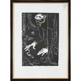 Man on the Ground by Hank Ketcham, woodcut, sold Jul 2022