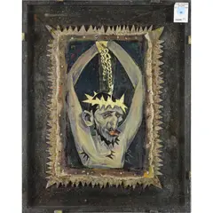 Christ by Hank Ketcham, oil on canvas nailed to panel, sold Jul 2022