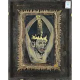 Christ by Hank Ketcham, oil on canvas nailed to panel, sold Jul 2022