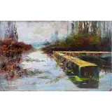 Lagunas Pontinas by Enric Serra Auqué, oil on paperboard, sold Jul 2022