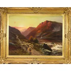 Sheep on a Mountain Path by Daniel Sherrin, oil on canvas, sold Jul 2022