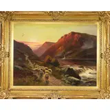 Sheep on a Mountain Path by Daniel Sherrin, oil on canvas, sold Jul 2022