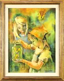 Untitled (Catching Butterflies) by Bobbie Markeson, oil on canvas, sold Jul 2022