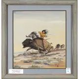 The Kill by Frank Vigil, 1961, gouache on paper, sold Jul 2022