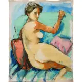 Untitled by Richard Merchan, oil on canvas, sold Jul 2022