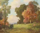 Autumn Landscape by Henry Leopold Richter, oil on canvas, sold Jul 2022