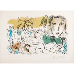 Homecoming by Marc Chagall, 1973, lithograph in colors, sold Aug 2022