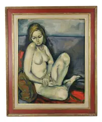 sitting nude blonde by Jan De Ruth, oil on canvas, sold Feb 2025