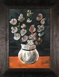 Still Life with White Flowers by Lucas Mahome, oil on canvas mounted on board, sold Dec 2023