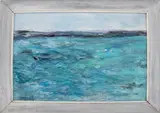 Aqua Blue Seascape by Joan Hyde Shapiro, Oil on Masonite, sold Jun 2024