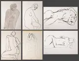 Six Nude Woman Studies by Norman Carton, Ink on Paper, sold Jun 2024