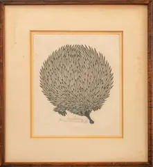 Native Porcupine by Jacques Hnizdovsky, 1974, Woodcut Print, sold Jun 2024