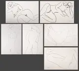 Six Nude Woman Studies by Norman Carton, Ink on Paper, sold Jun 2024