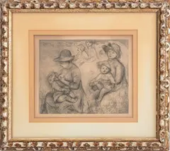 Trois Esquisses de Maternite" [Three Sketches of Maternity] by Pierre-Auguste Renior, Etching on Paper, sold Jun 2024