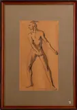 Untitled (Nude Man) by Nicholas Markatos, Graphite and Watercolor on Paper, sold Jun 2024