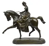 Untitled by Godefroid Devreese, bronze in a gold old patina. Horse with female rider side saddle, sold May 2023
