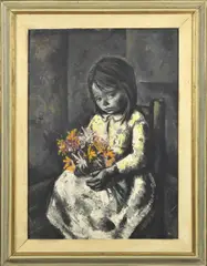 Untitled by Xavier Bueno, oil on masonite, sold May 2023