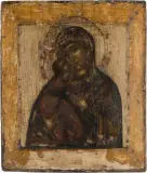 Russisch, um 1800 by Gottesmutter von Wladimir, tempera, sold Jun 2023