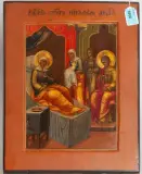 Russisch, 19.Jh., in neue Holztafel eingelassen by Geburt der Maria, tempera, offered Jun 2023