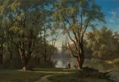 Collonge bei Genf by Robert Zünd, oil, sold Jun 2023