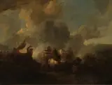 zugeschrieben Schlachtenszene nach Wouwerman by Rudolf Koller, 1848, oil on canvas, offered Jun 2023