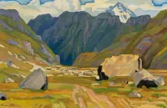 Gletsch mit Klein Sidelhorn by François Gos, 1933, oil on canvas, sold Jun 2023