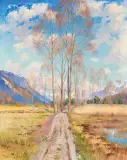 Feldweg in Frühlingslandschaft by Marcus Jacobi, 1937, oil on canvas, sold Jun 2023