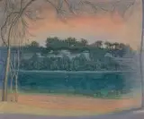 Flusslandschaft by Alexandre Perrier, oil on canvas, offered Jun 2023
