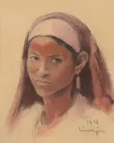 Bildnis eines Mädchens by Carl junior Liner, 1937, oil, sold Jun 2023