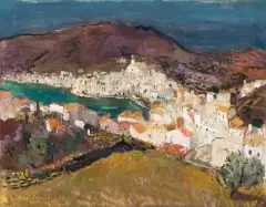Cadaqués by Henri Schmid, 1974, oil on canvas, sold Jun 2023