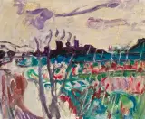 Regenlandschaft mit Wolken by Max Gubler, oil on canvas, sold Jun 2023