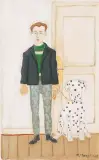 Mann mit sitzendem Dalmatiner by Rudolf Maeglin, 1963, oil, sold Jun 2023