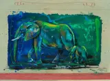 Elefantenmutter mit Kind by Rolf Knie, 2002, mixed media, sold Jun 2023
