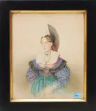 Mädchen in innerrhoder Festtagstracht by Jakob Suter, 1849, watercolor, offered Jun 2023