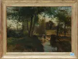La Lavanderie by Jacques Dunant, oil on board, offered Jun 2023