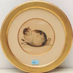 Eine Katze mit ihrem Jungen by Gottfried Mind, watercolor, sold Jun 2023